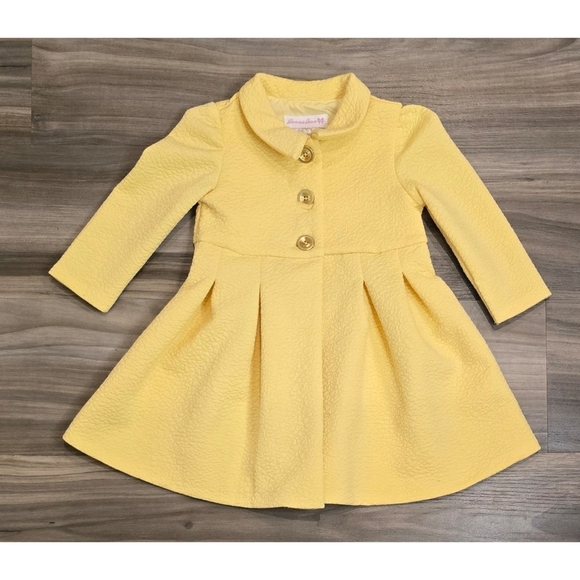 Toddler Bonnie Jean Yellow Pea Coat Size 2T - Picture 1 of 4